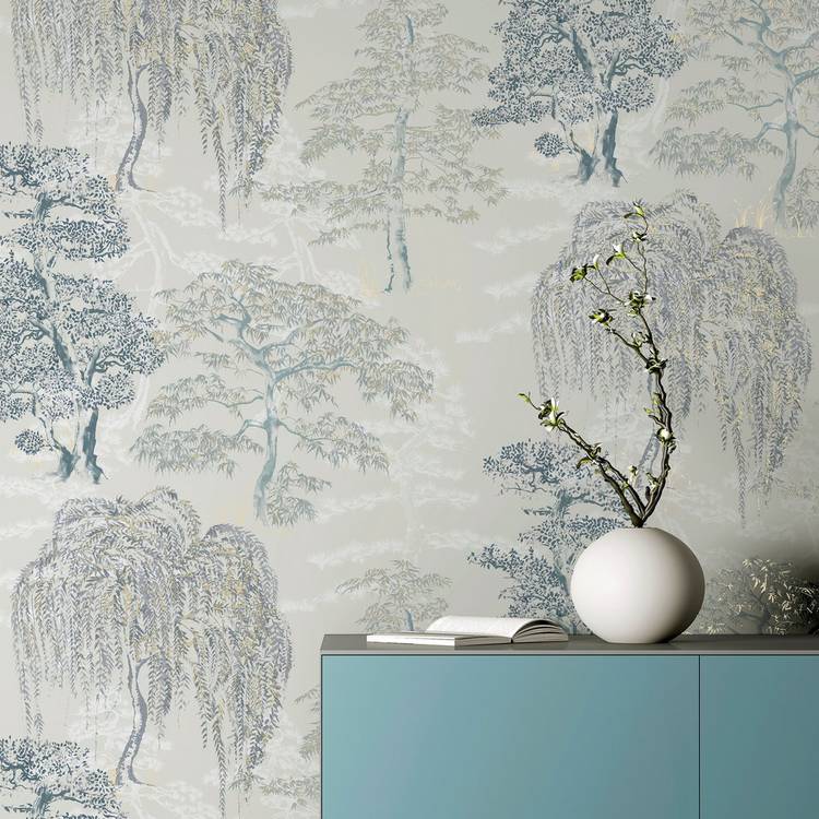 Arthouse Oriental Garden blue wallpaper roll (British brand)