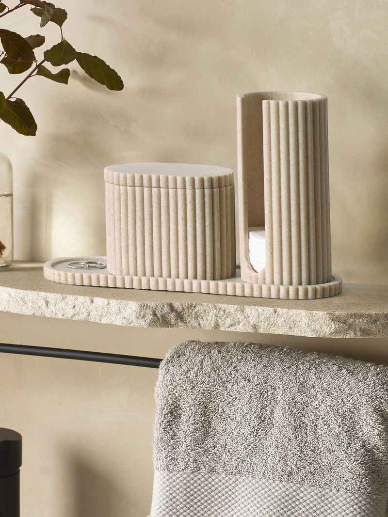 Natural ribbed storage set for dressing table, imported from the UK