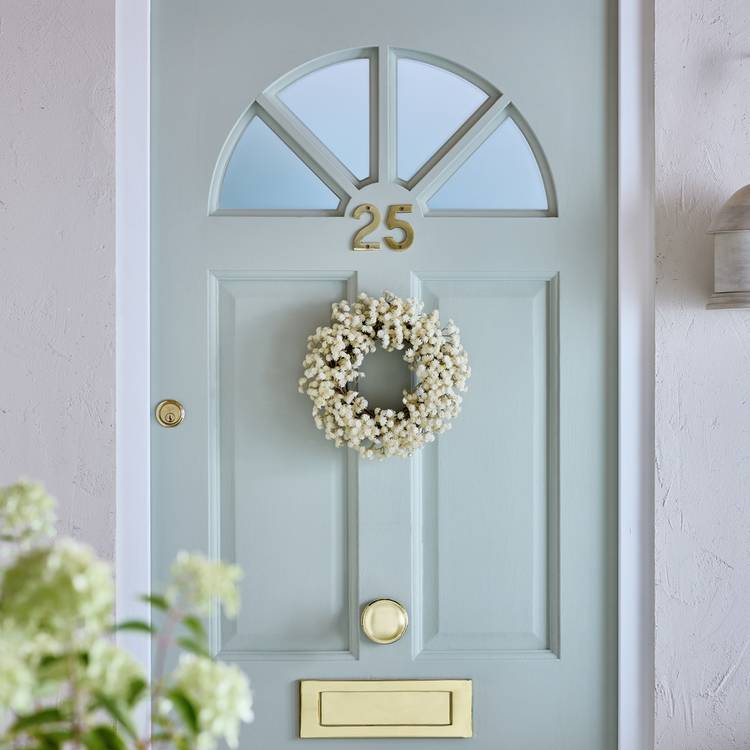 Home faux mini linium wreath white flowers H30.5cm, imported from the UK