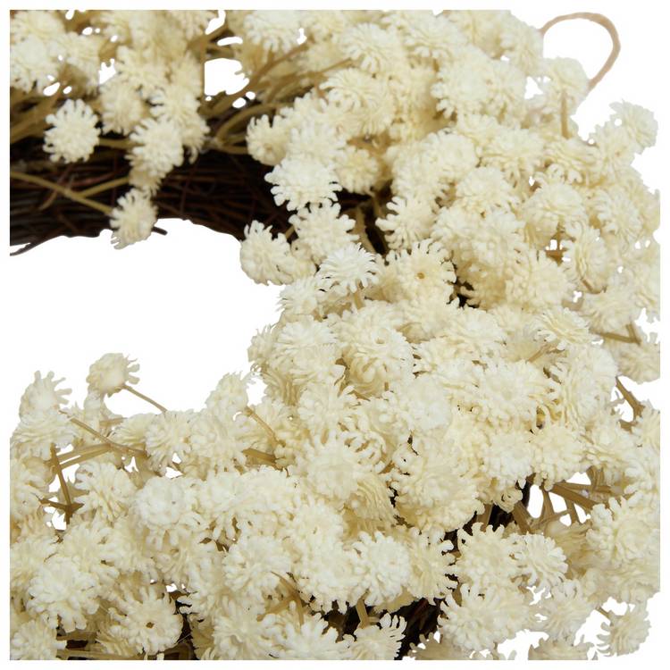 Home faux mini linium wreath white flowers H30.5cm, imported from the UK