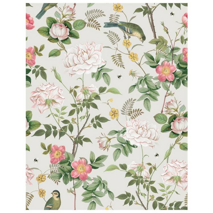 RHS Birdsong N Blooms cream wallpaper 50cm x 10m, UK version