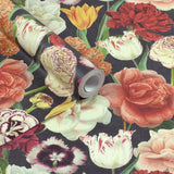 RHS Blooming Bouquet black wallpaper 50cm x 10m - British product