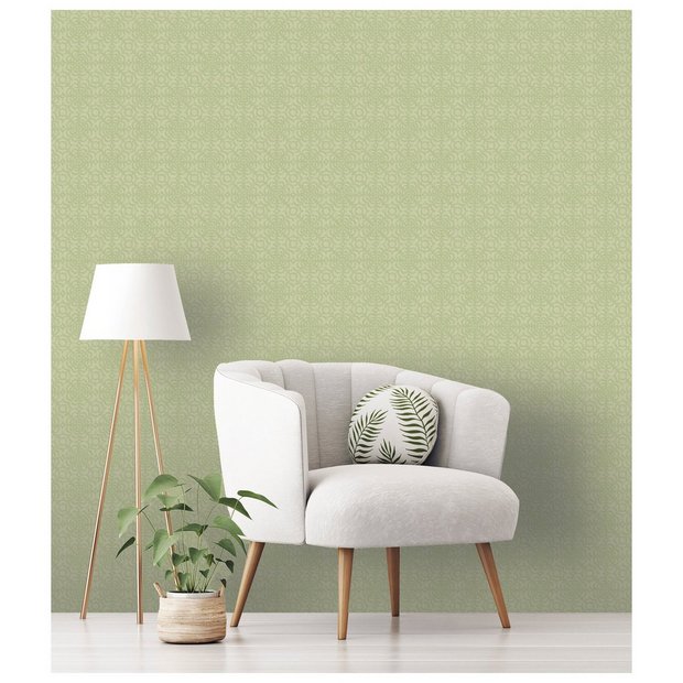 RHS Dandy Floral Sage wallpaper roll, imported from the UK