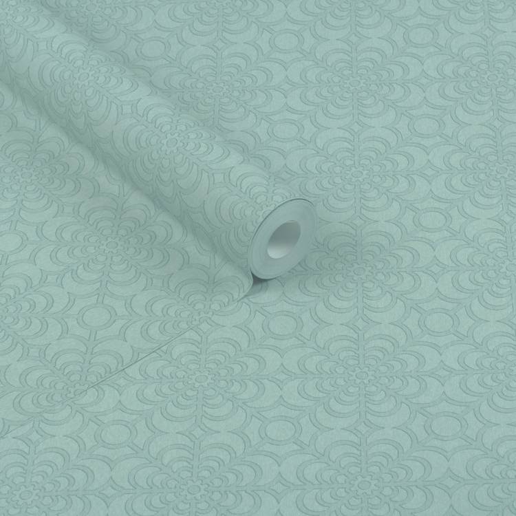 RHS Dandy Floral soft blue wallpaper roll - British product