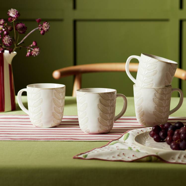 Habitat Bellis floral stoneware mugs 4pk, UK version