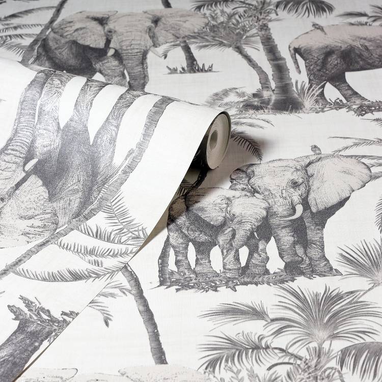 Arthouse Safari Elephant Charcoal wallpaper, UK version