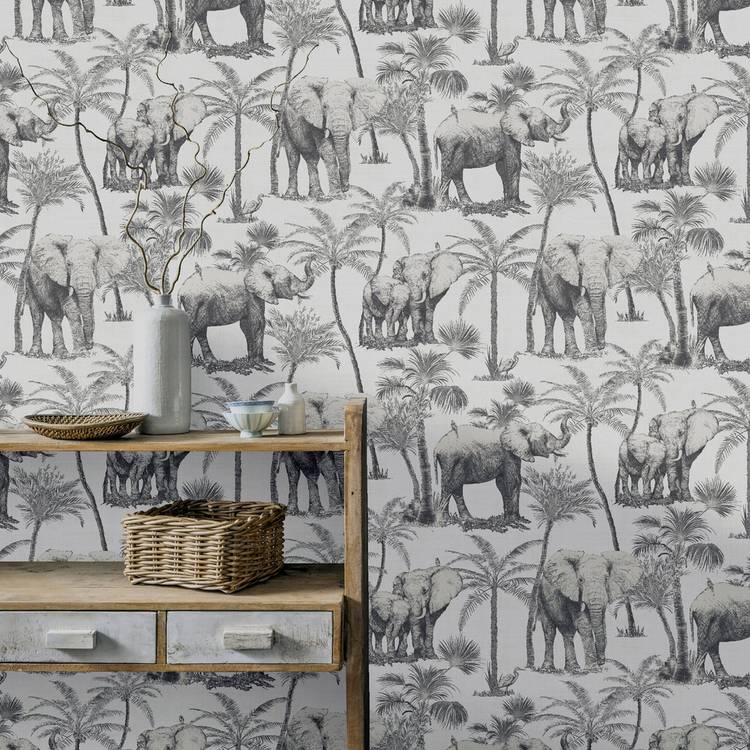 Arthouse Safari Elephant Charcoal wallpaper, UK version