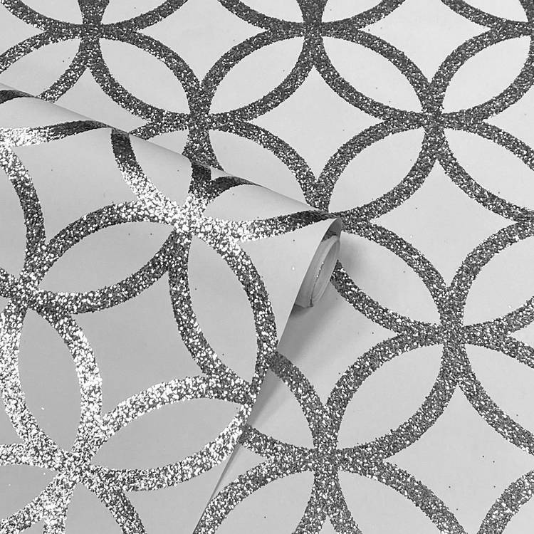 Arthouse wallpaper sequin white silver 53cm x 6m - British product
