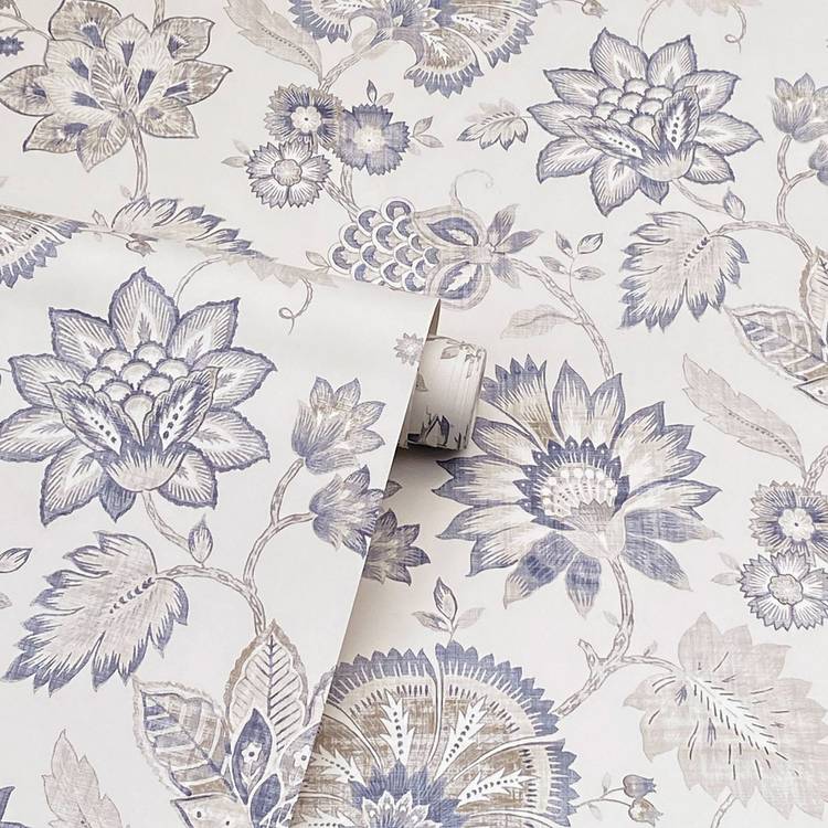 Arthouse soft grey jacobean trail wallpaper, imported from the UK