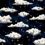 Arthouse stars and clouds navy wallpaper roll, imported from the UK