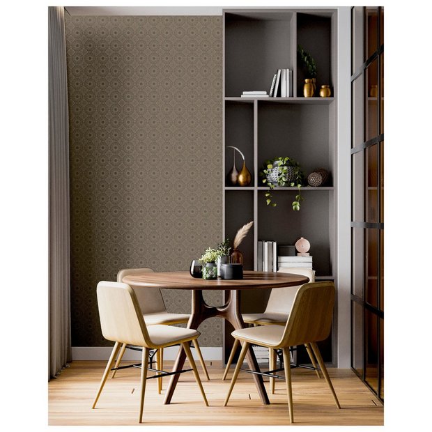 Arthouse symmetrical chic wallpaper stone gold tones (British brand)
