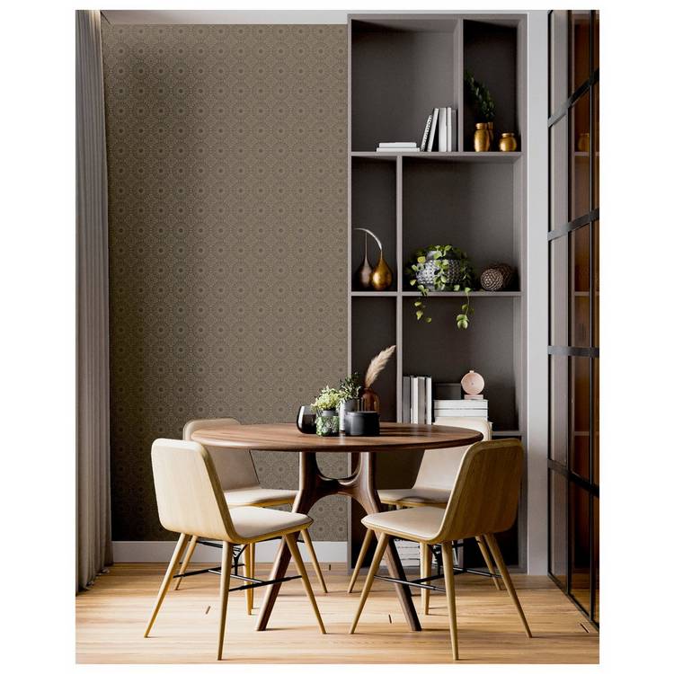 Arthouse symmetrical chic wallpaper stone gold tones (British brand)