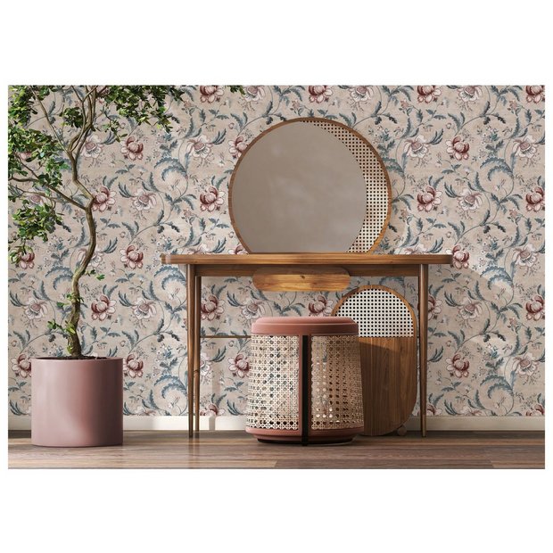 Esselle Home floral wallpaper vermilion green - British product