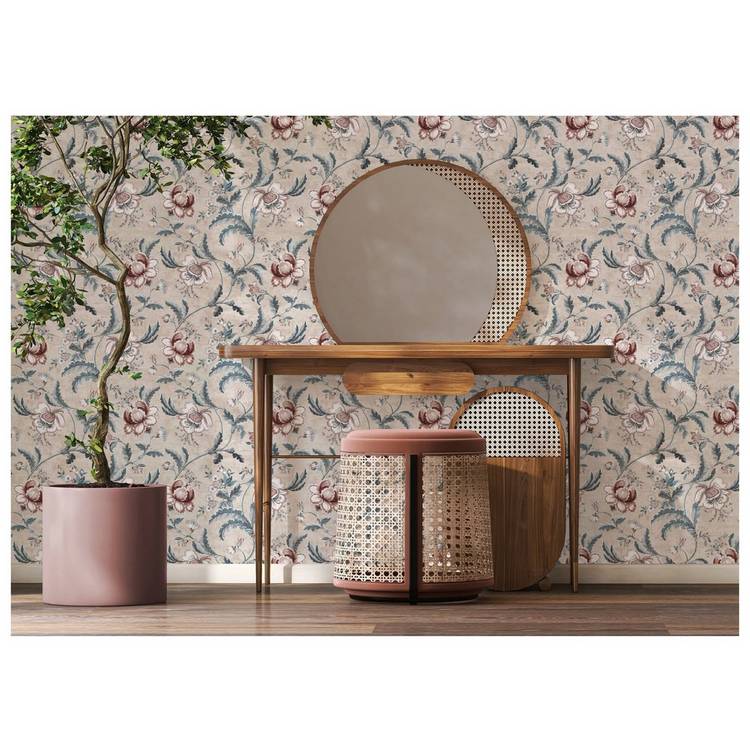 Esselle Home floral wallpaper vermilion green - British product