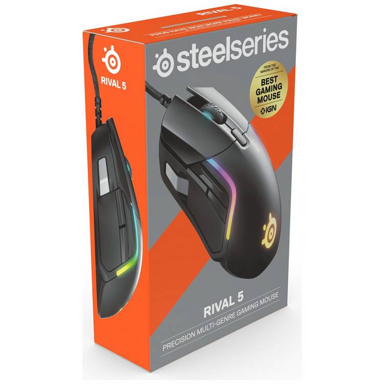 SteelSeries Rival 5 wired gaming mouse, imported from the UK