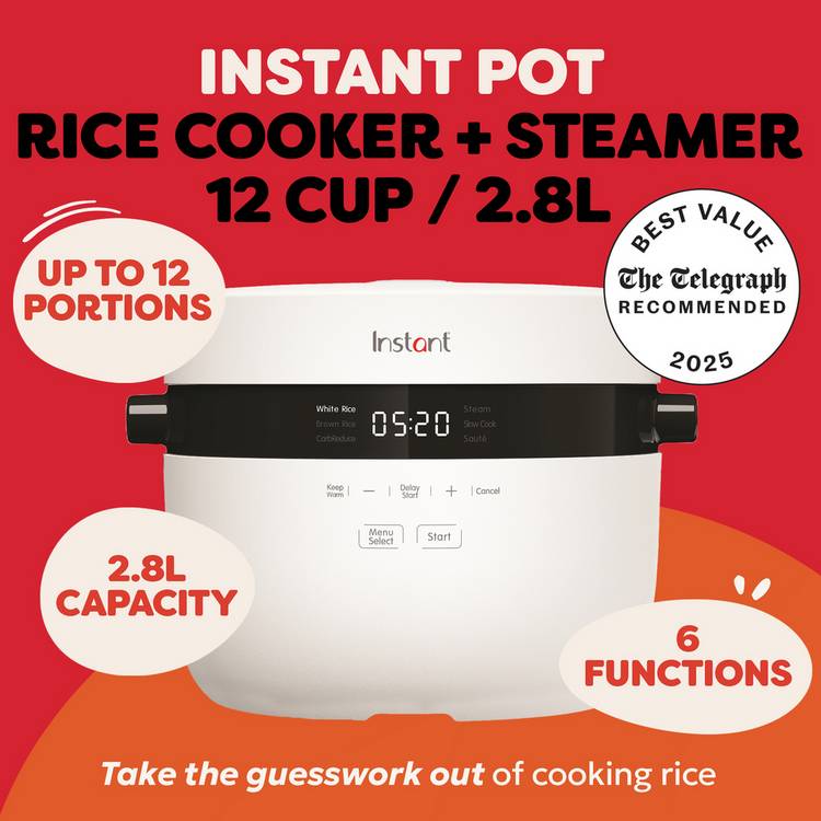 Instant Pot Rice Cooker and Steamer white 2.8L, imported from the UK