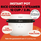 Instant Pot Rice Cooker and Steamer white 2.8L, imported from the UK