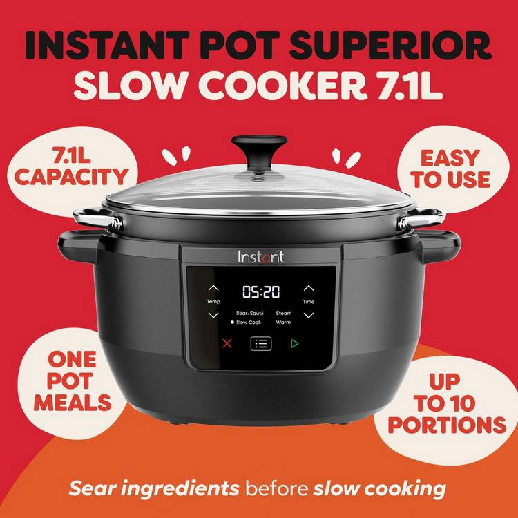 Instant Pot Superior slow cooker 7.1L black - British product