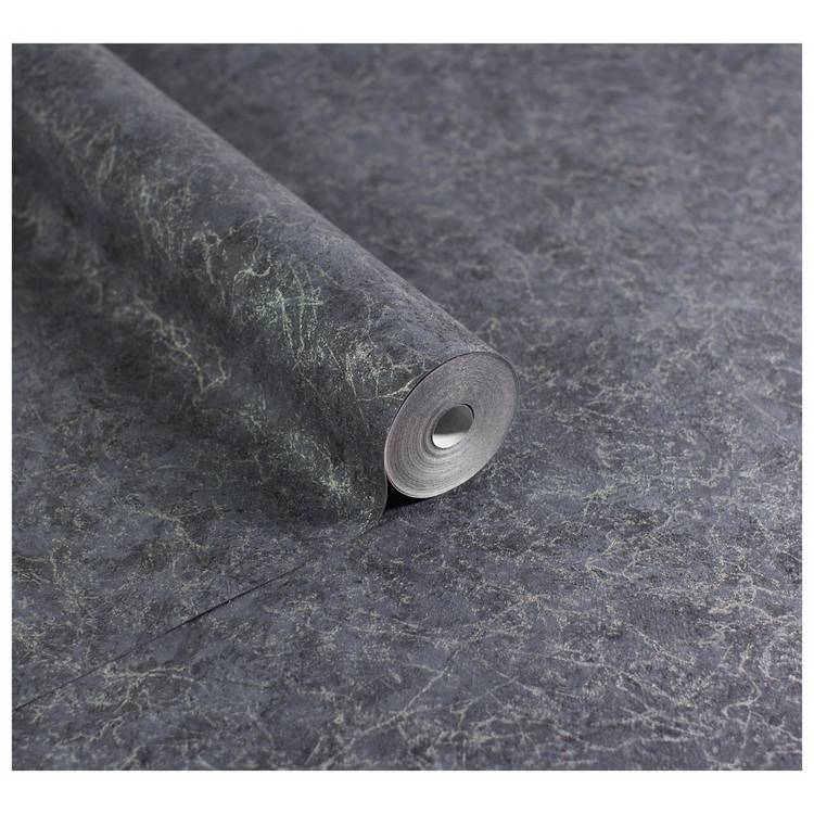 Arthouse navy silver textured marble wallpaper - British product