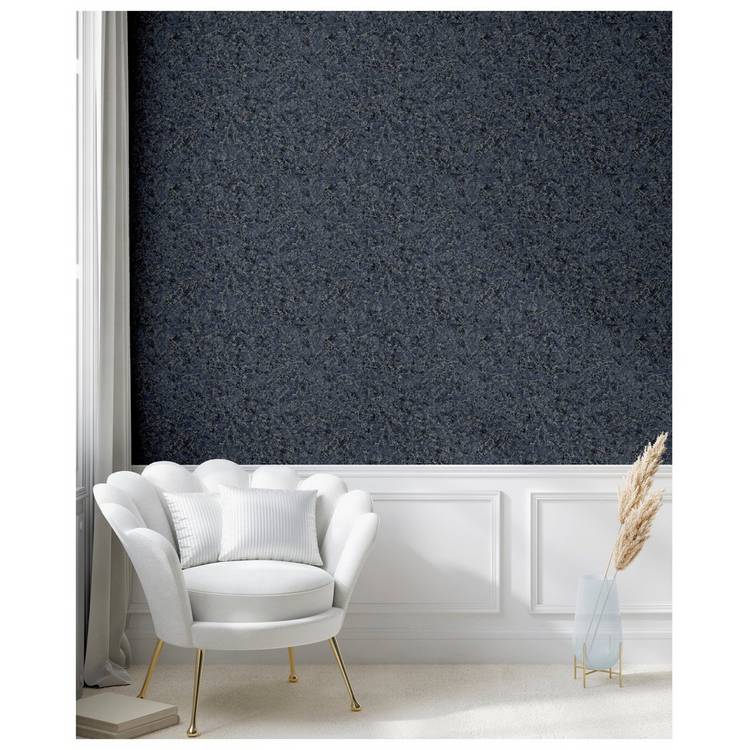 Arthouse navy silver textured marble wallpaper - British product