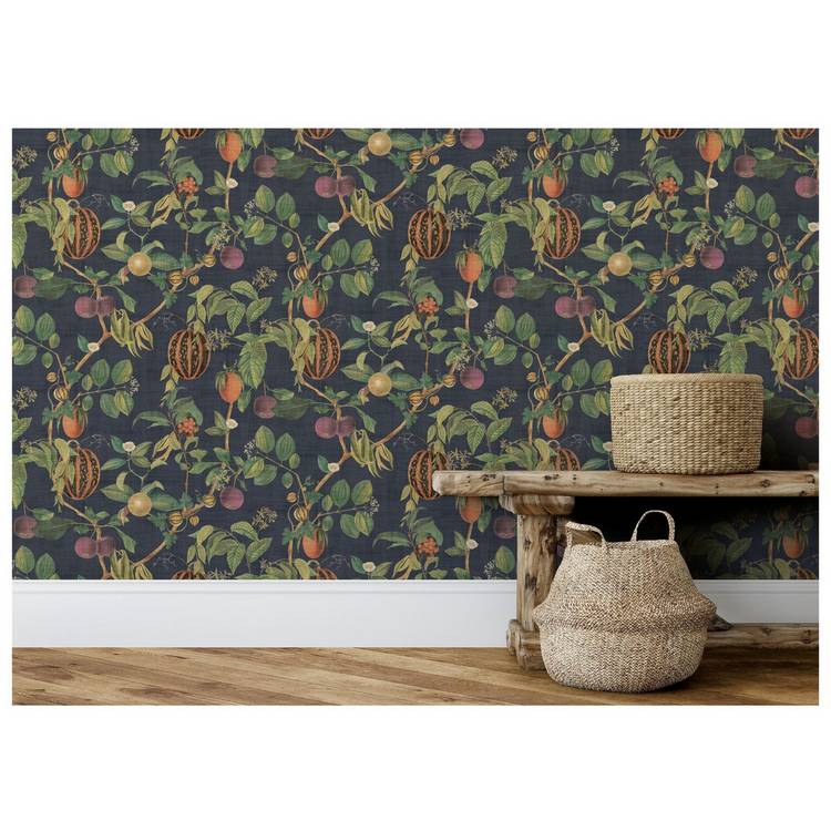 Esselle Home Tropic House navy wallpaper roll - UK version