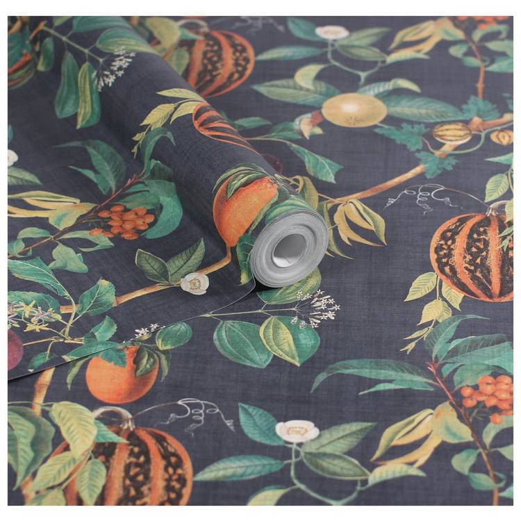 Esselle Home Tropic House navy wallpaper roll - UK version