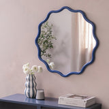 Habitat blue wavy round wall mirror 72cm (British brand)