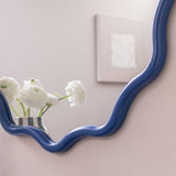 Habitat blue wavy round wall mirror 72cm (British brand)