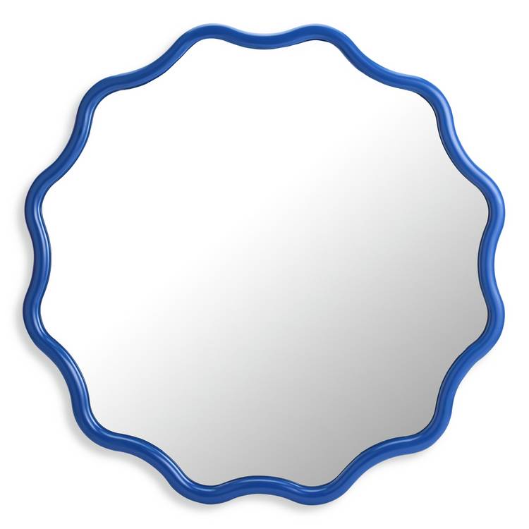 Habitat blue wavy round wall mirror 72cm (British brand)