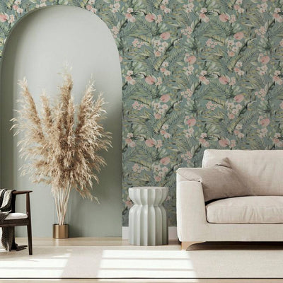 Argos Arthouse Tropical Floral Sea Blue Wallpaper 53cm x 10.05m- Buy online at McGrocer