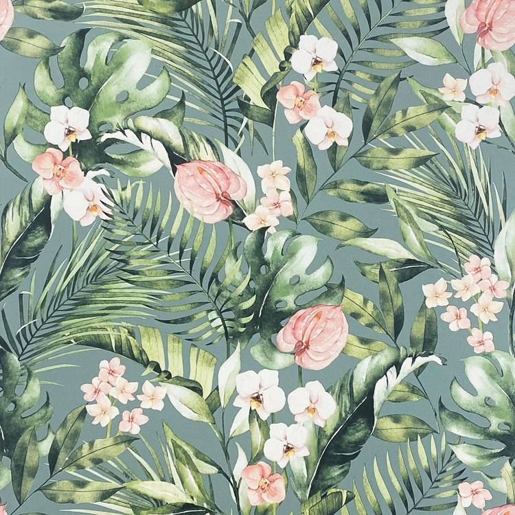 Arthouse Tropical Floral Sea Blue wallpaper roll 53cm (British brand)
