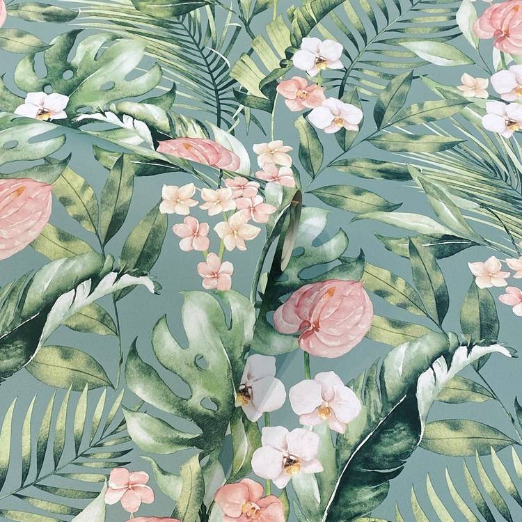 Arthouse Tropical Floral Sea Blue wallpaper roll 53cm (British brand)