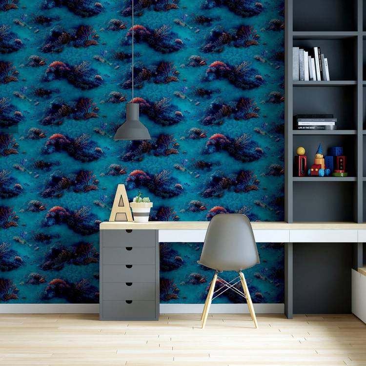 Arthouse Under the Sea blue wallpaper for children (British brand)