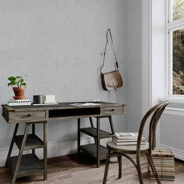 Arthouse Urban Weave cool silver wallpaper 53cm x 10.05m, imported from the UK