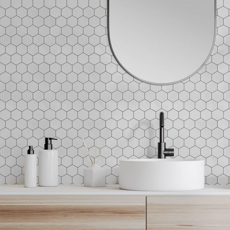 Arthouse white hexagon wallpaper self-adhesive tile design, UK version