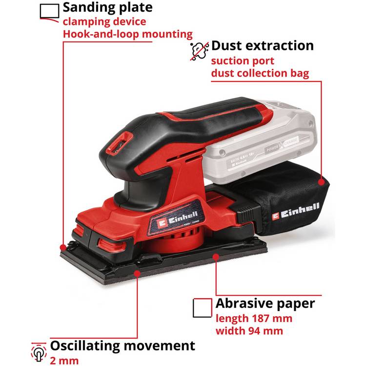 Einhell Solo Cordless Orbital Sander 18V, imported from the UK