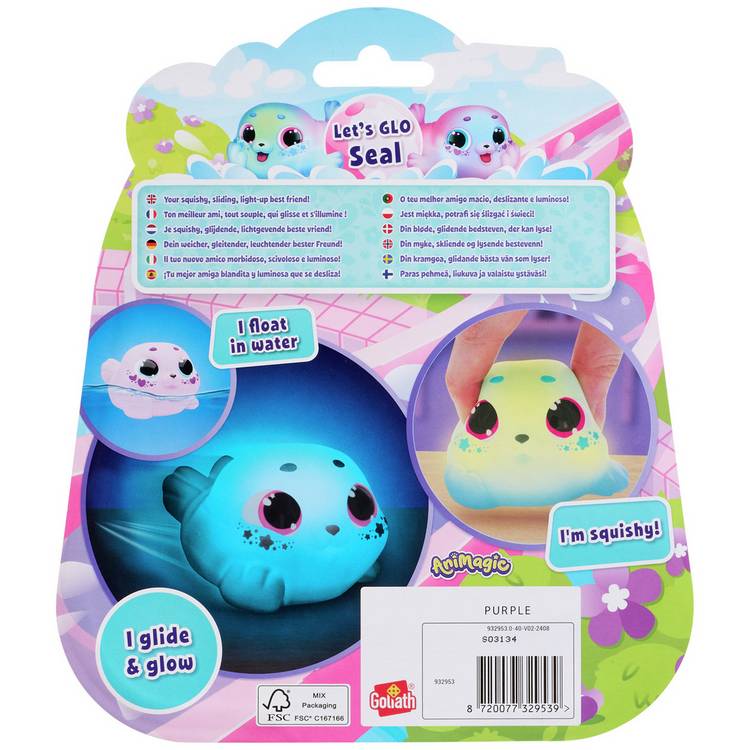 Animagic plush toy Warm Purple Hearts Seal (British brand)