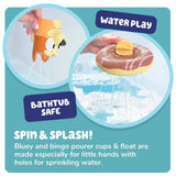 Bluey bath toy set with Bluey and Bingo floating rings, UK version