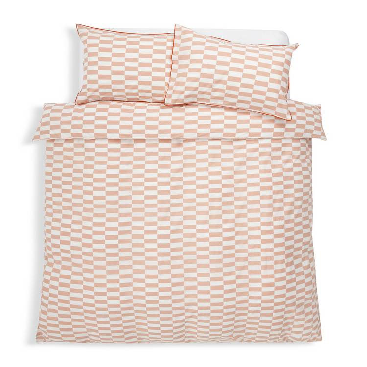 Habitat cotton tile print bedding set with piping, single - British product