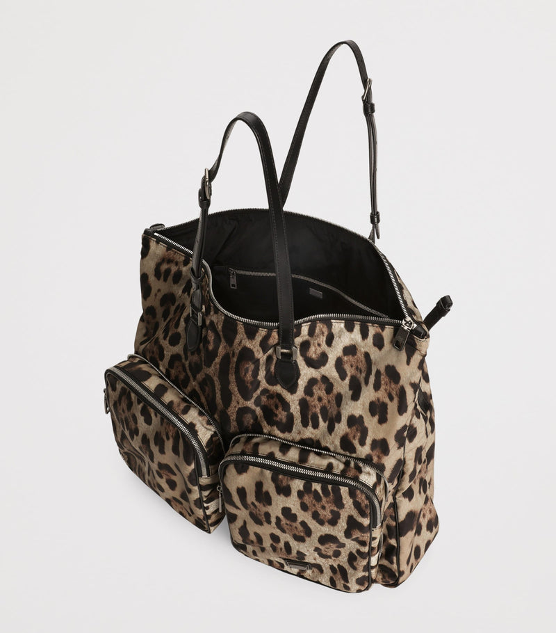 Dolce&Gabbana leopard-print crossbody bag in nylon and leather - British product