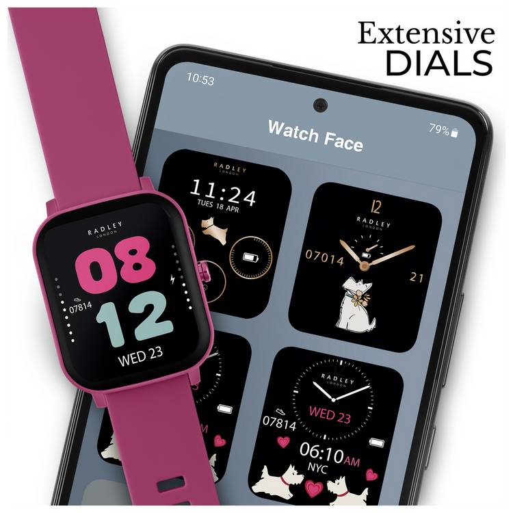 Radley Series 46 smart watch pink silicone strap - British product