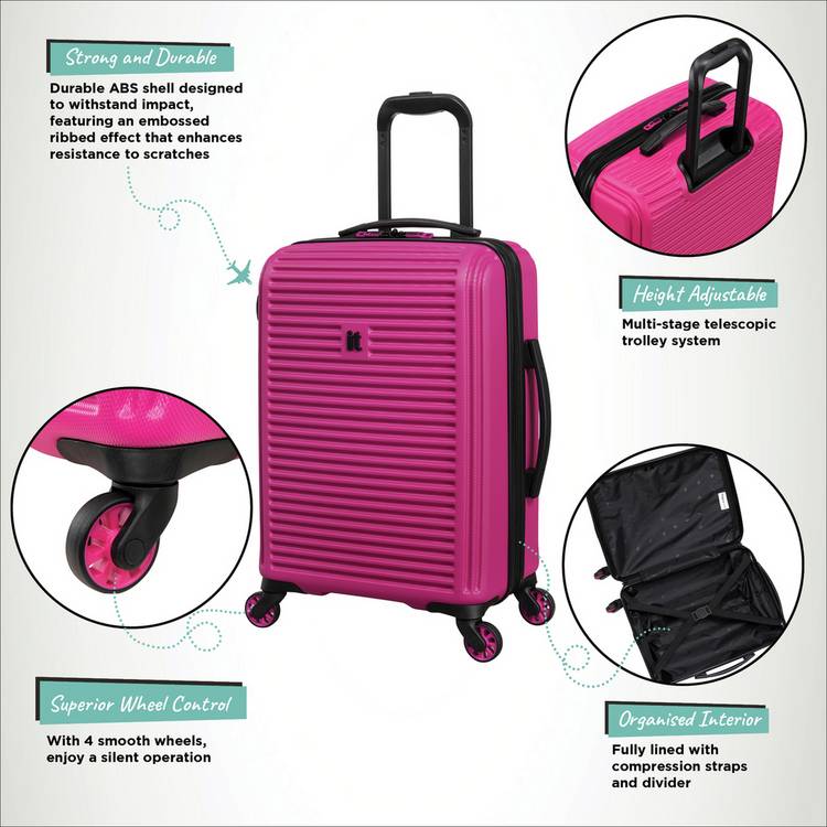 it Luggage hard suitcase set pink 3-piece, imported from the UK