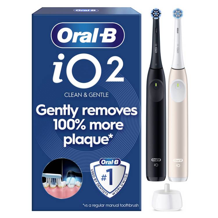 Oral-B iO2 Duo Pack electric toothbrush Night Black and Pink, imported from the UK