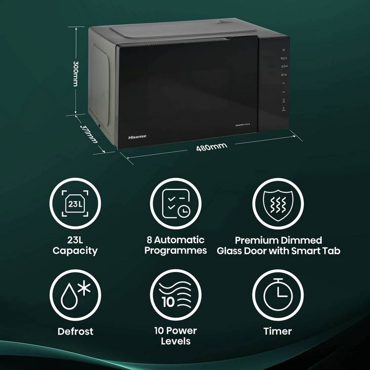 Hisense 800W microwave 23L black (British brand)