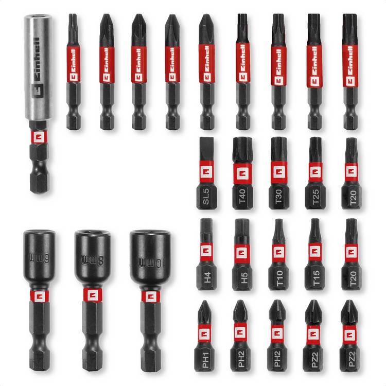 Einhell 28-piece drill bit set in storage case - British product