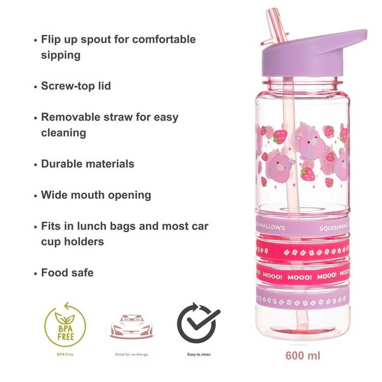 Hox Squishmallows Patty the Cow sipper water bottle 580ml - British product