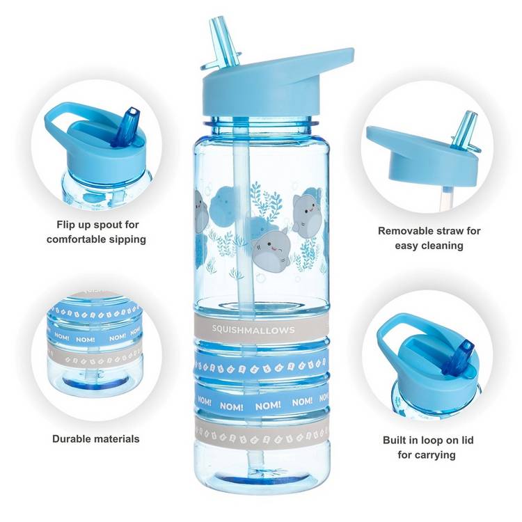 Hox Squishmallows Gordon the Shark sipper water bottle 580ml, UK version