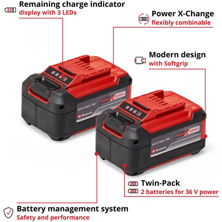 Einhell Power X-Change 18V 5.2Ah battery pack, imported from the UK