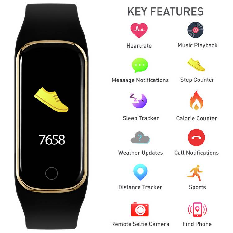Reflex Active Series 8 black silicone strap smart watch (British brand)