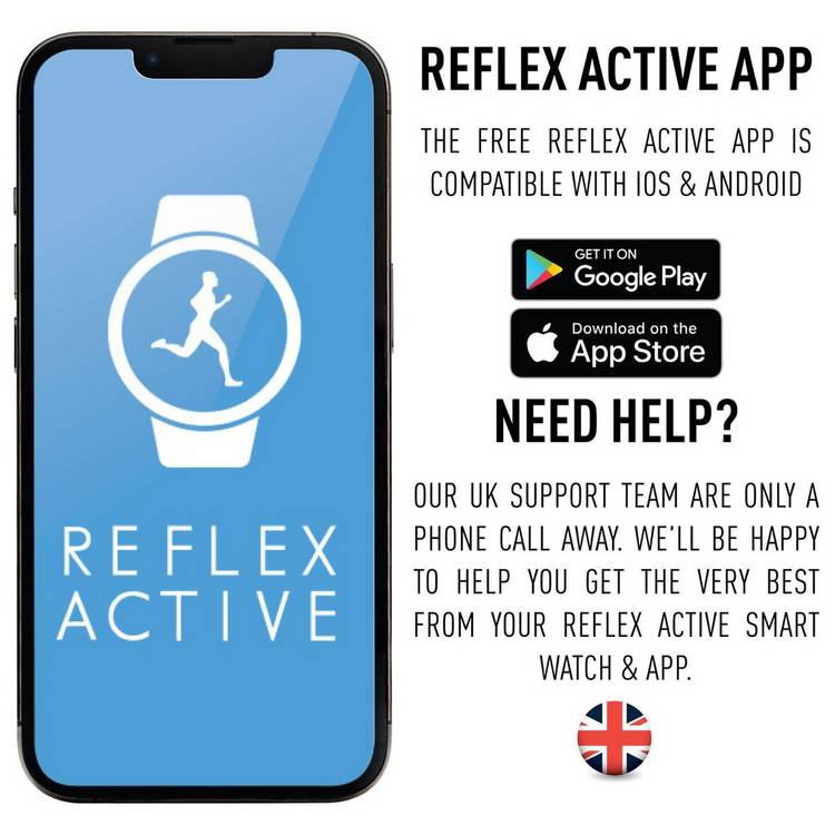 Reflex Active Series 8 black silicone strap smart watch (British brand)